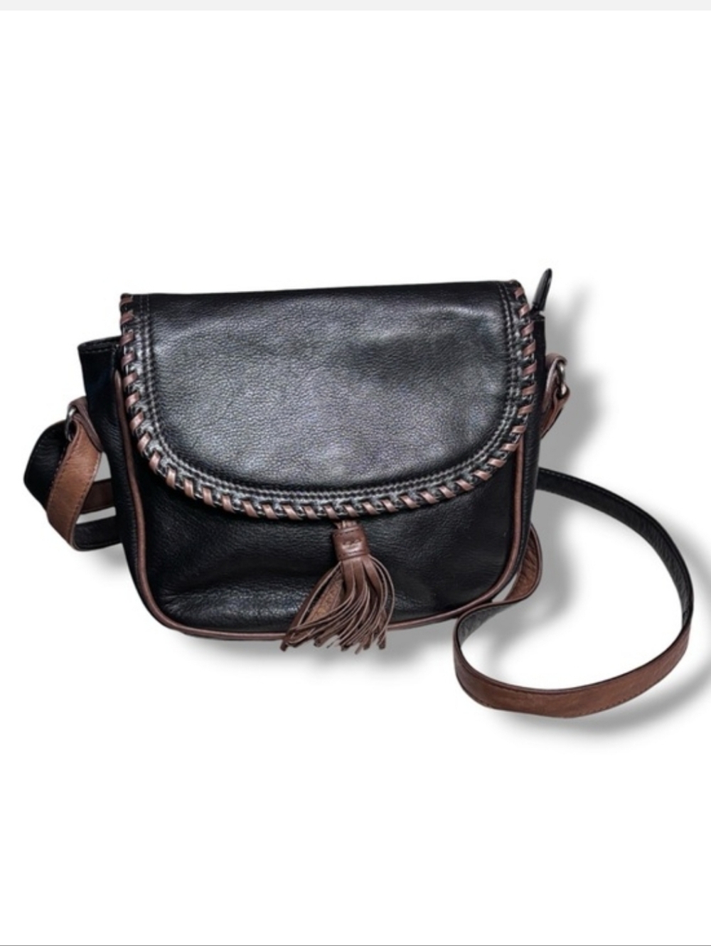 ILI NEW YORK Black & Brown Leather Saddle Bag